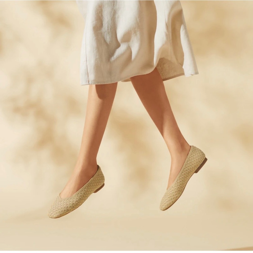 VIVAIA Margot 2.0 Tan Woven Flats Comfortable Knit Ballet Shoes EU/41.5 US/10